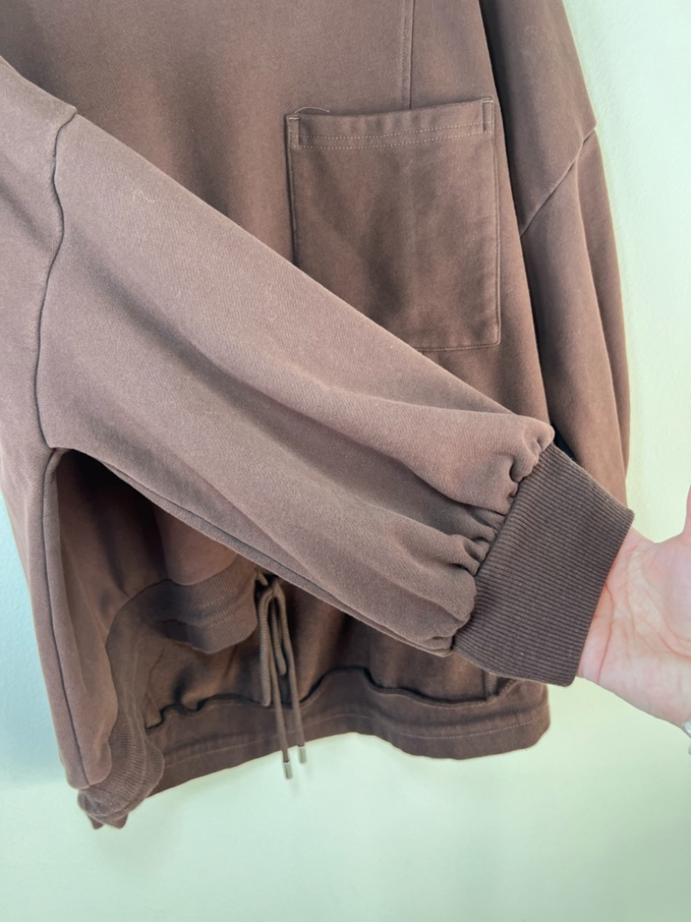 Nap Oversized Mock Neck Sweatshirt Brown Pullover High-Low Pocket Loungewear Sm - Picture 8 of 15